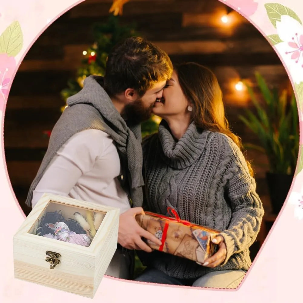 Unfinished Wooden Box with Clear Lid | 15x15x9.5cm Gift Box