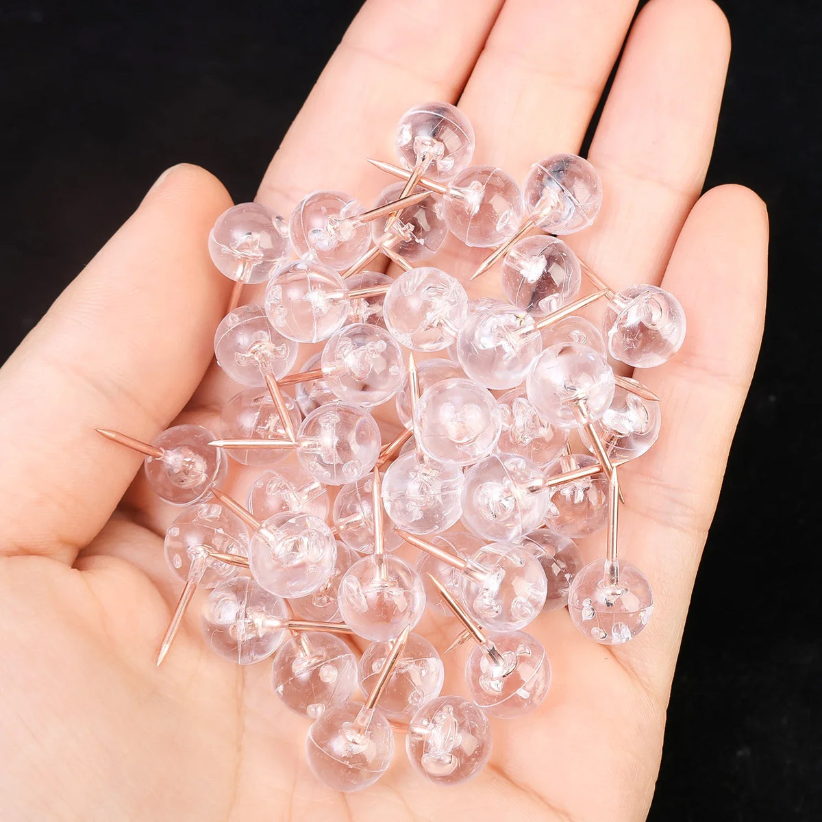 Transparent Spherical Push Pins – 50-Pack Cork Board Thumbtacks