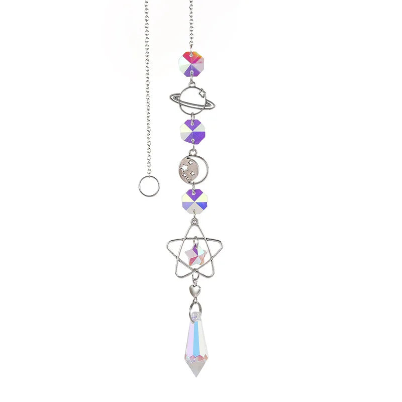Crystal Sun Catcher Planet Galaxy Star Moon Pendant Decor