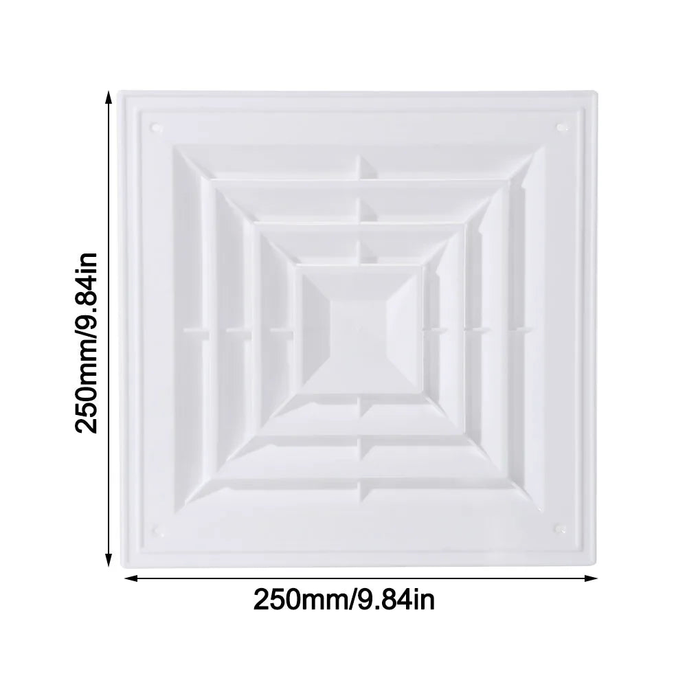 White Square Air Vent Grille – Silent Ceiling Ventilation Cover