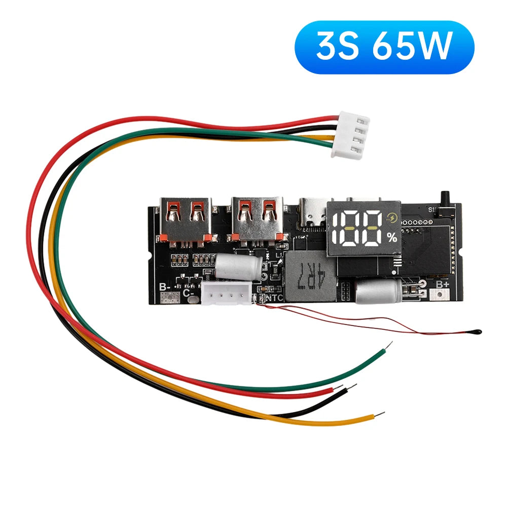 65W 100W Dual USB-C Fast Charging DIY Power Bank Circuit Module