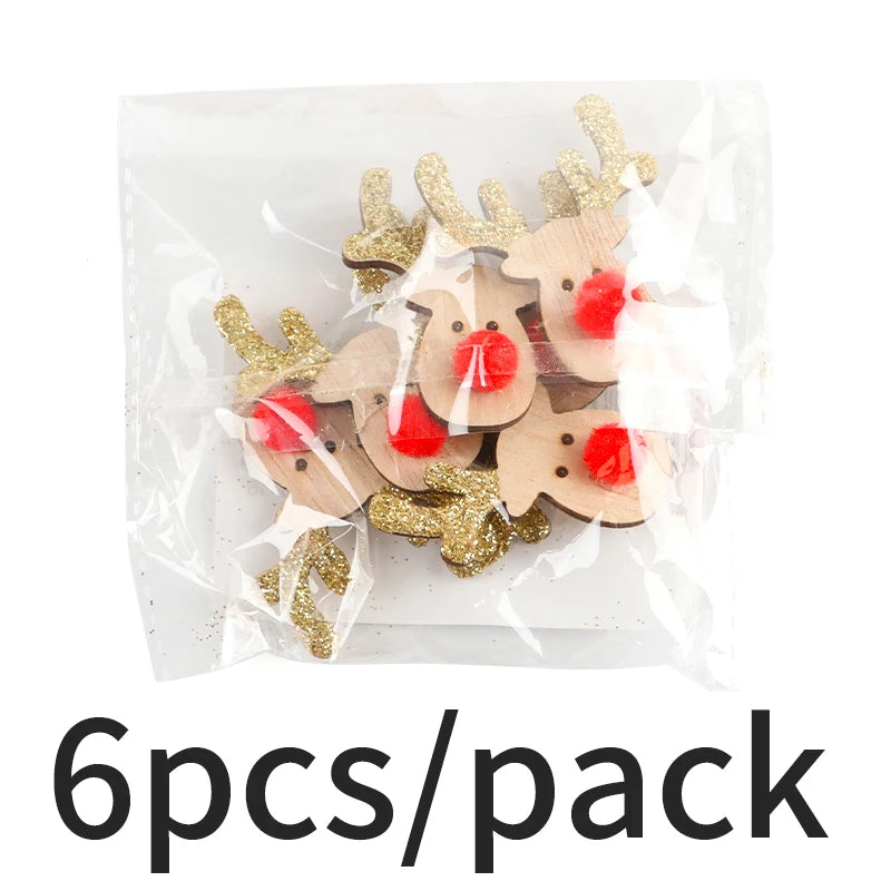 Sparkling Pink Nose Elk Christmas Ornaments – 6-Piece Set