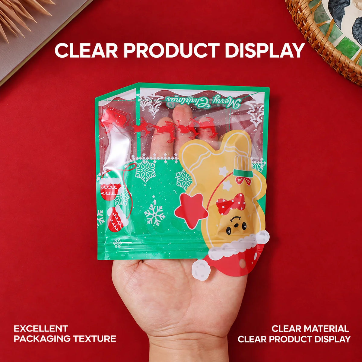 50-Pack Christmas Gingerbread Resealable Clear Bags 15×16cm