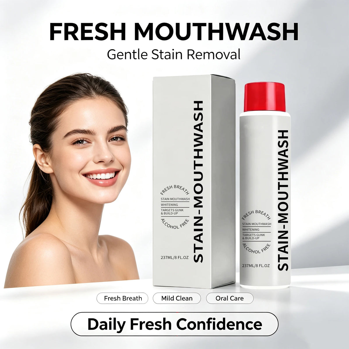 Alcohol-Free Whitening Mouthwash – Anti-Plaque Fresh Breath