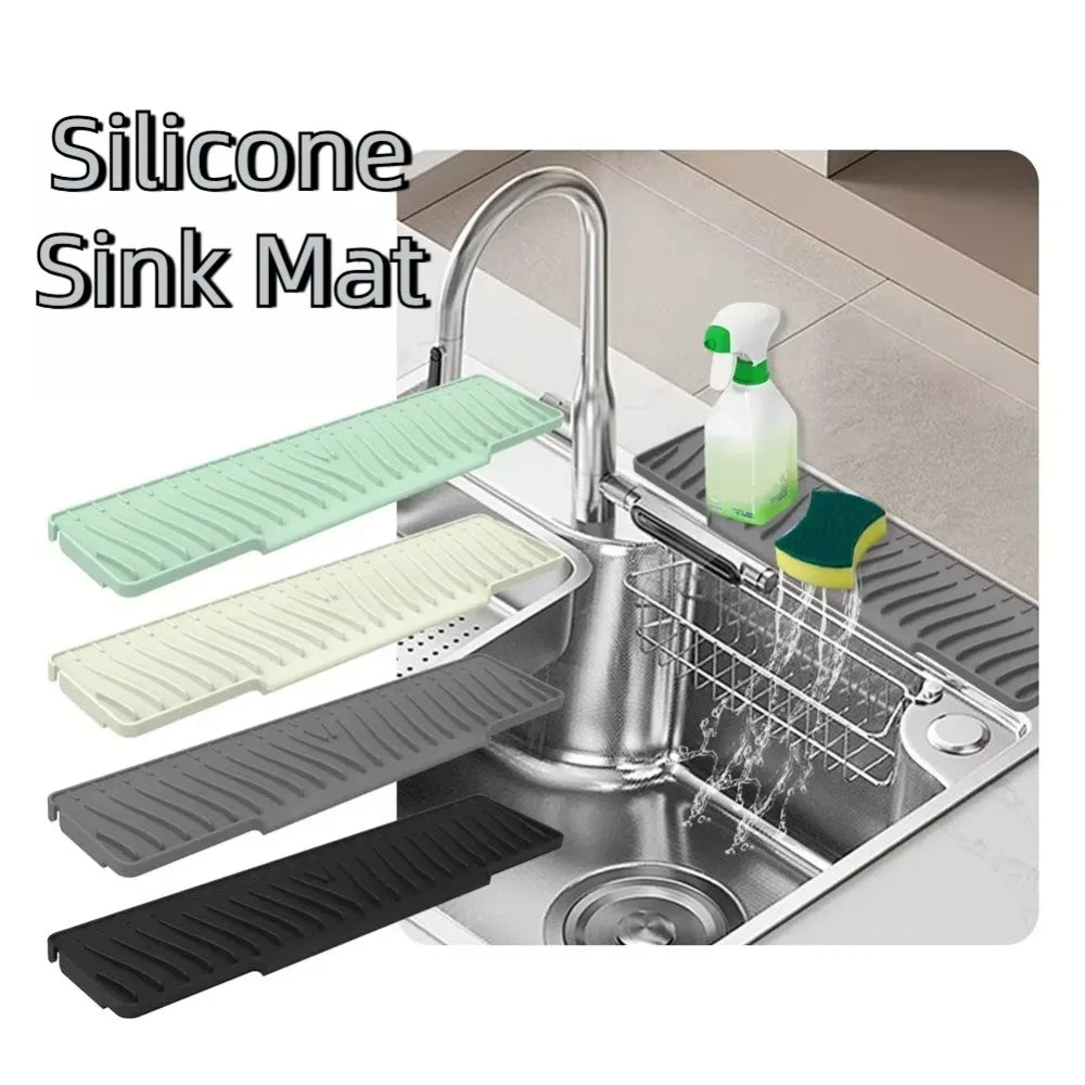 Silicone Sink Drain Mat 45cm – Anti-Slip Splash Guard & Soap Rack