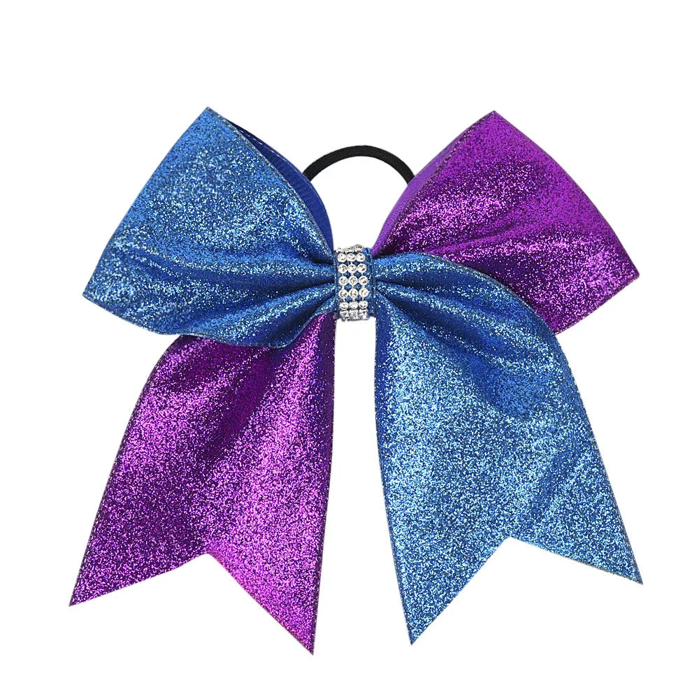 12-Pack Glitter Grosgrain Cheerleading Hair Bows for Girls