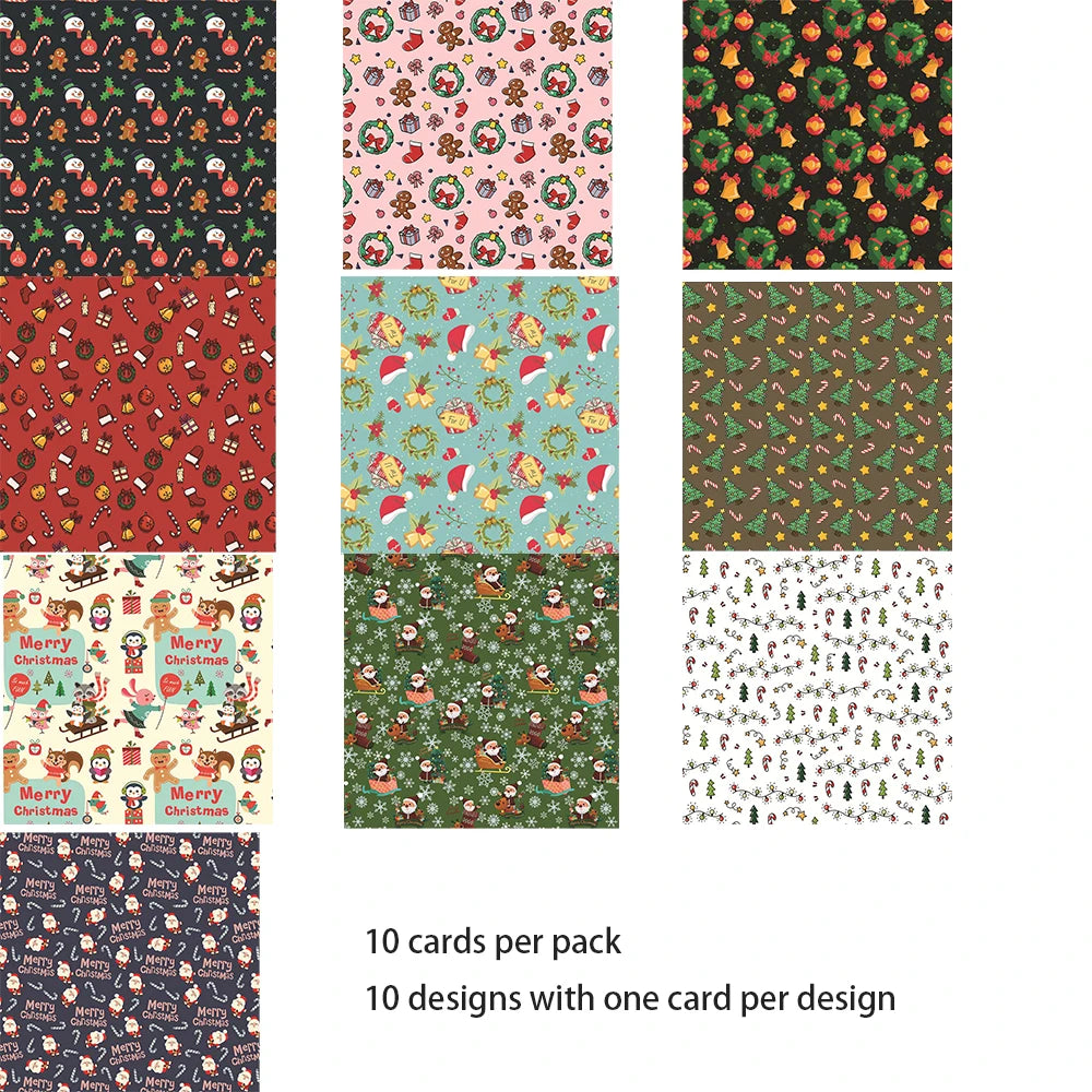 Christmas Wrapping Paper Set – 10 Festive Colorful Sheets