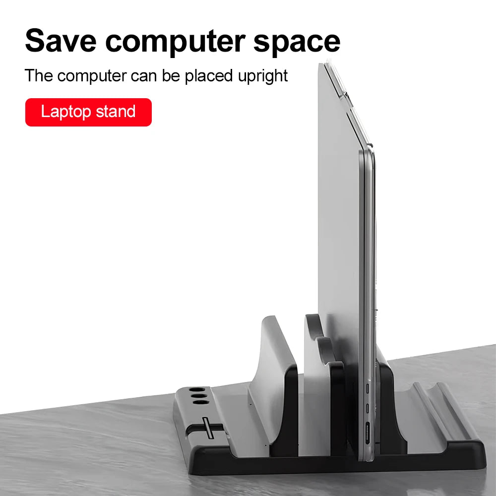Vertical Laptop Stand Adjustable ABS – Space-Saving Desk Organizer