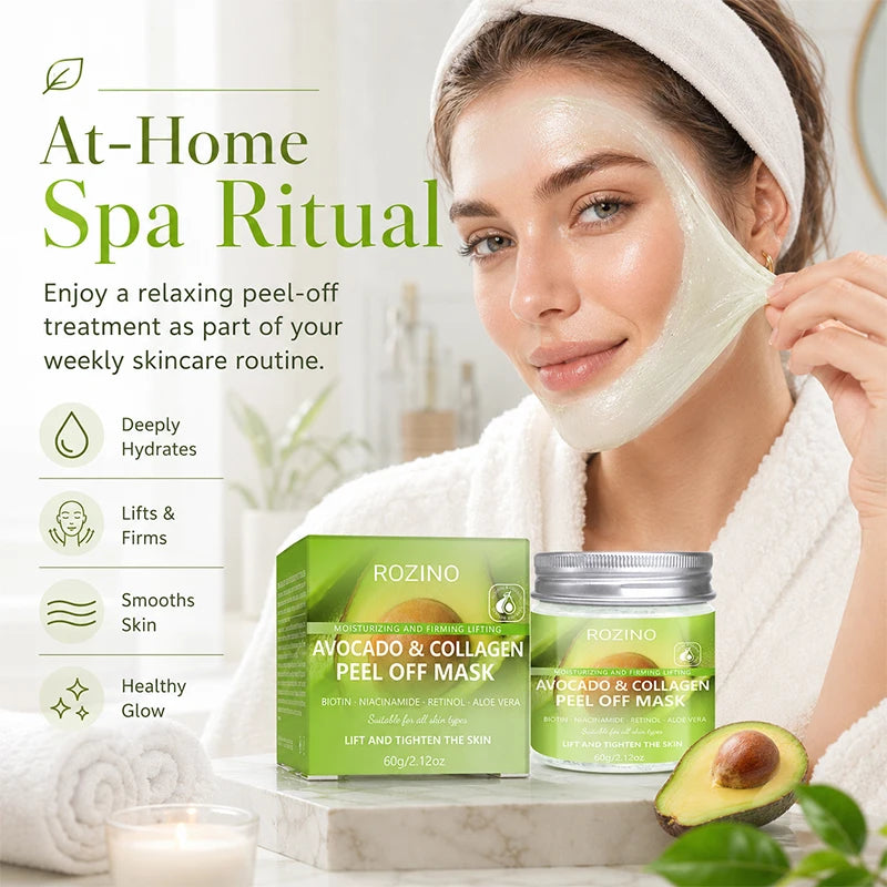 ROZINO Avocado Collagen Peel-Off Face Mask 60g | Deep Cleanse