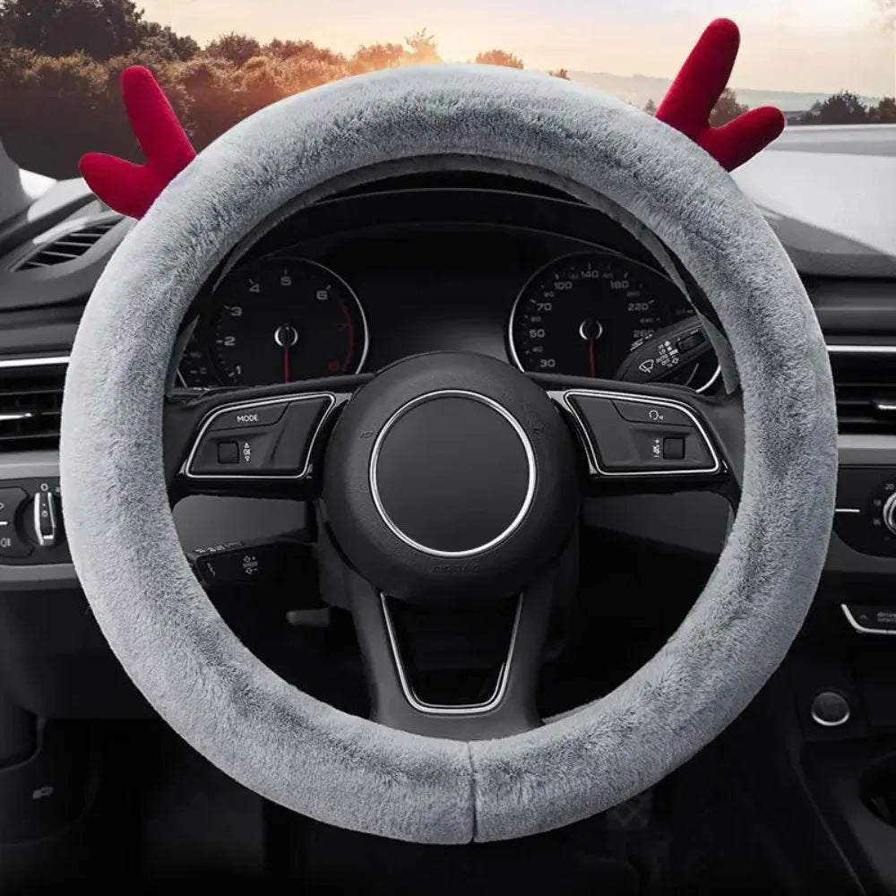 Fluffy Plush Steering Wheel Cover – Universal Winter Car Protector