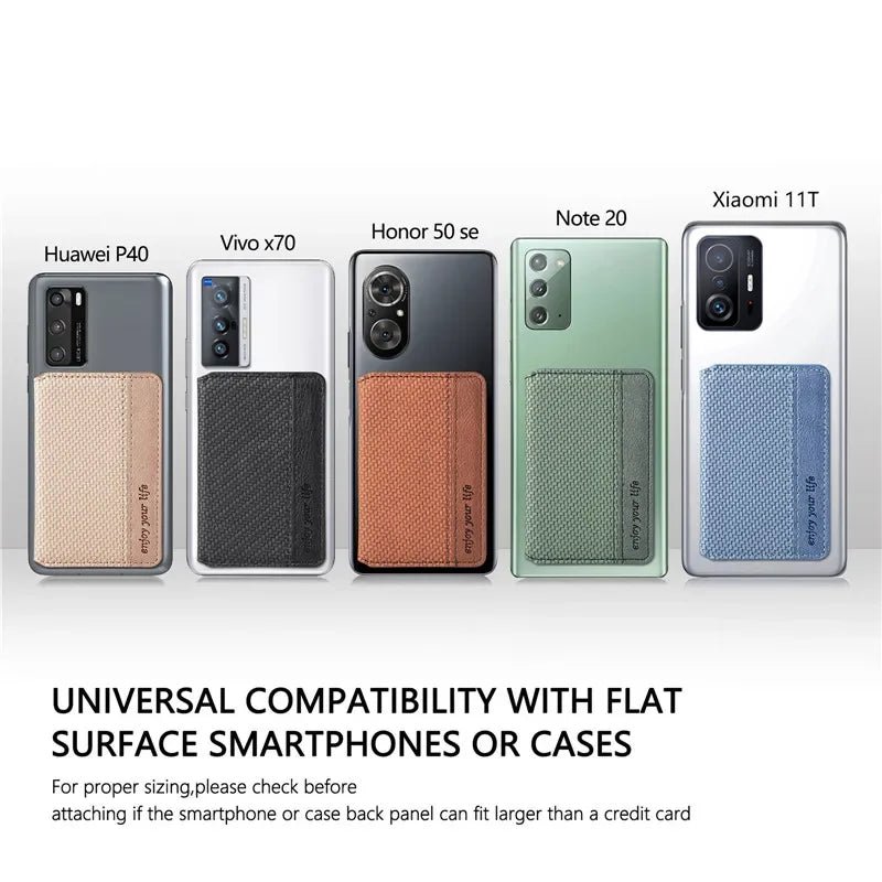 Magnetic PU Leather Phone Card Holder Sticker – 3M Adhesive Wallet