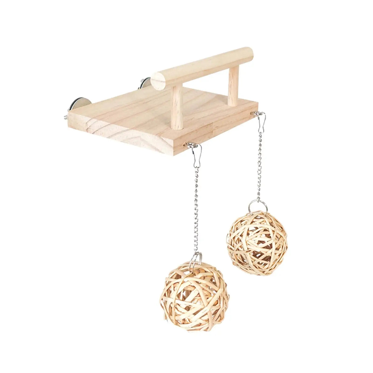Wooden Bird Parrot Perch & Cage Hanging Stand Toy