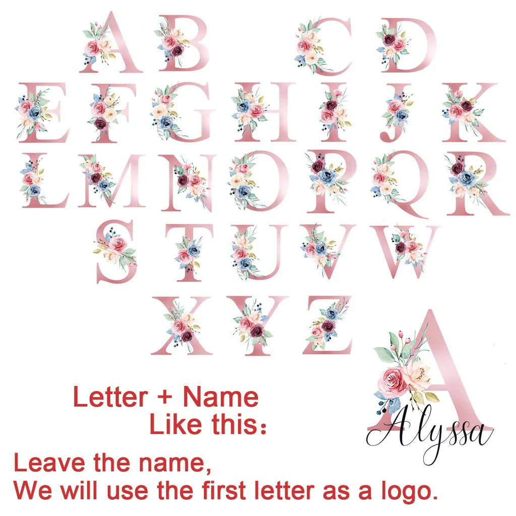 Personalized Floral Initial Enamel Mug – Custom Name Gift