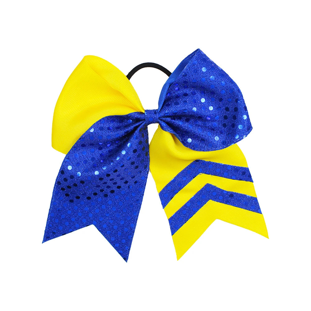 20-Pack 8" Glitter Cheer Bow Ponytail Hairbands | Handmade