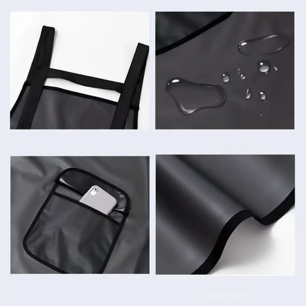 PVC Waterproof Kitchen Apron – Transparent Black, Oil-Resistant
