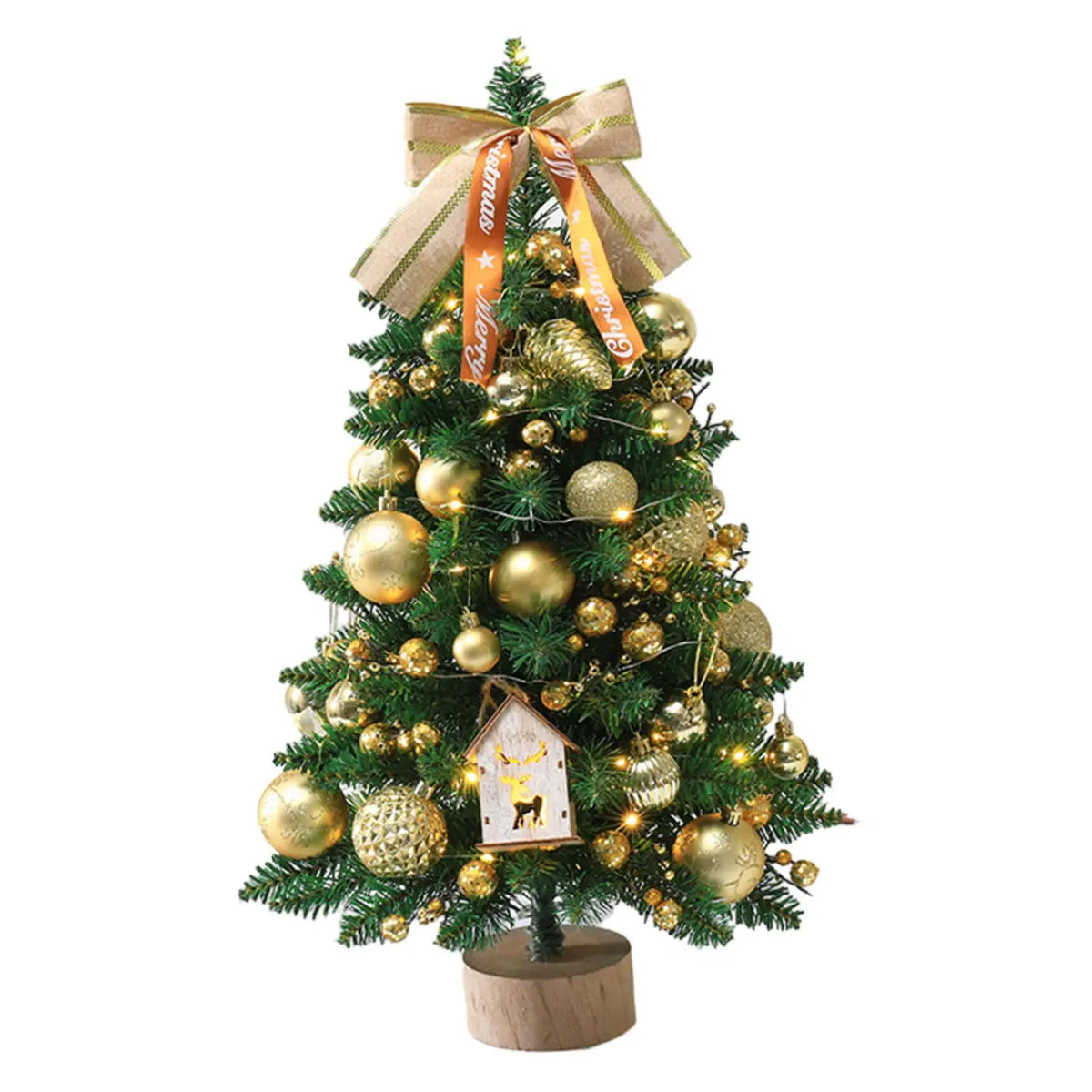 Kesoto Mini Tabletop Christmas Tree with LED Lights & Ornaments