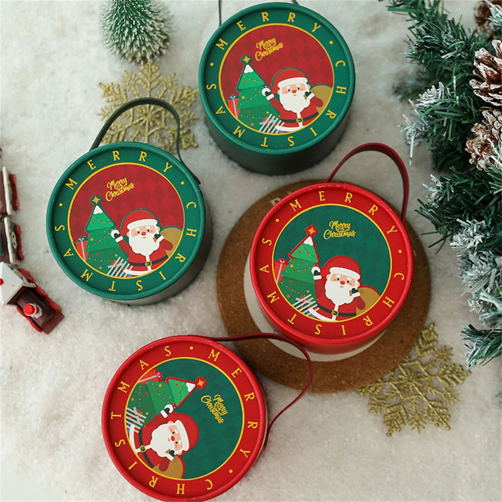 Christmas Gift Bucket Box – Festive Cardboard Box with Handle