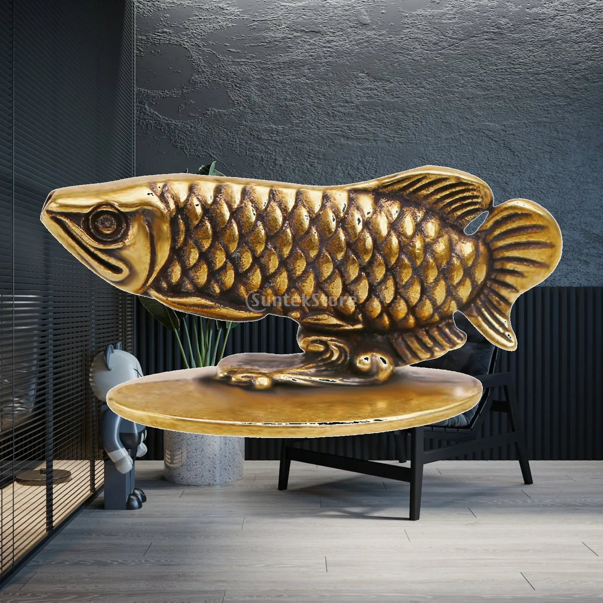 Mini Brass Arowana Fish Statue & Incense Stick Holder