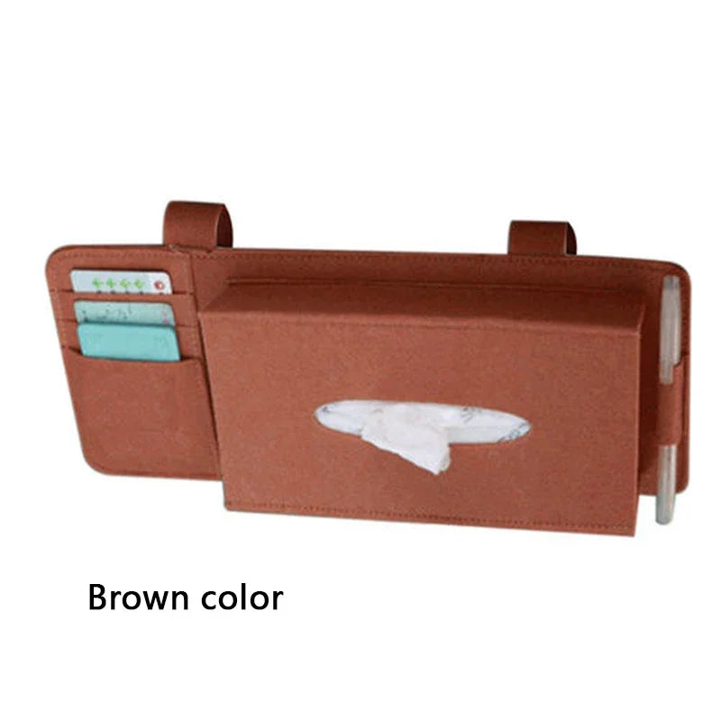 Felt Car Tissue Box Sun Visor Hanging Storage Organizer