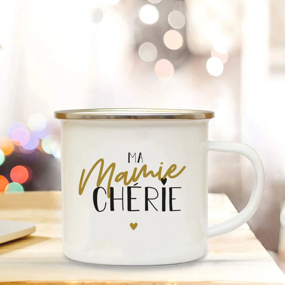 Super Mamie I Love You Enamel Mug | Grandmother Gift Mug