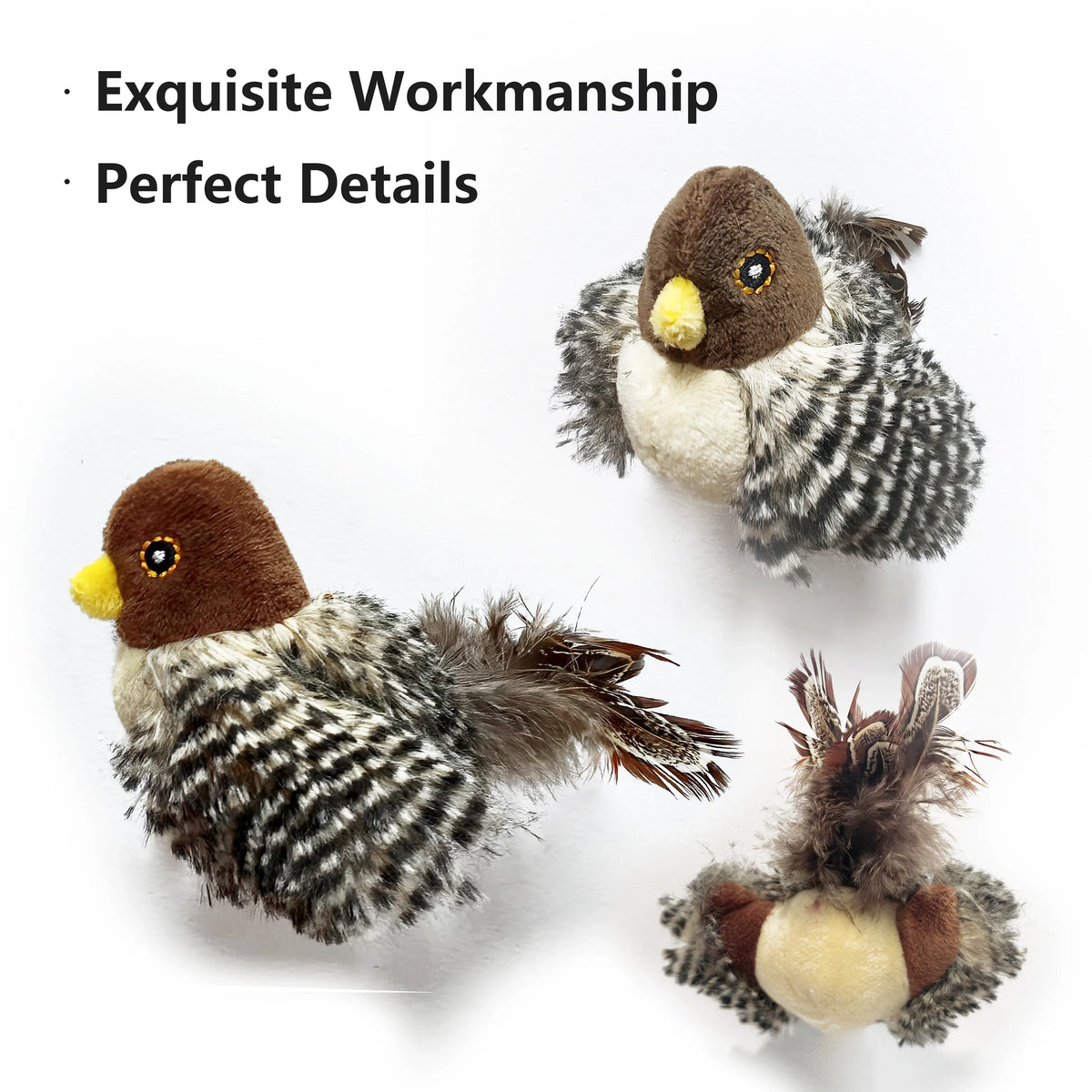 Electric Bird-Chirping Plush Cat Toy – Feather Teaser
