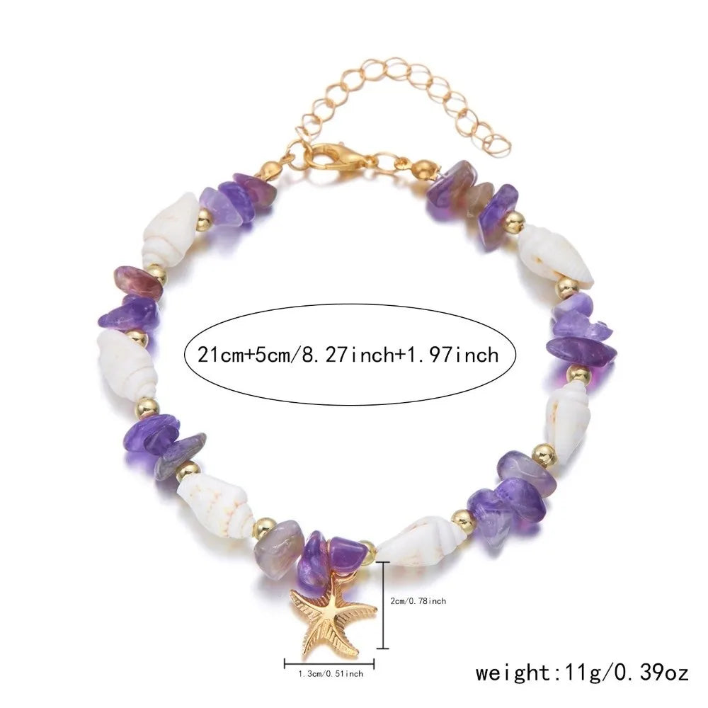 Bohemian Conch Shell Starfish Beaded Bracelet – Adjustable