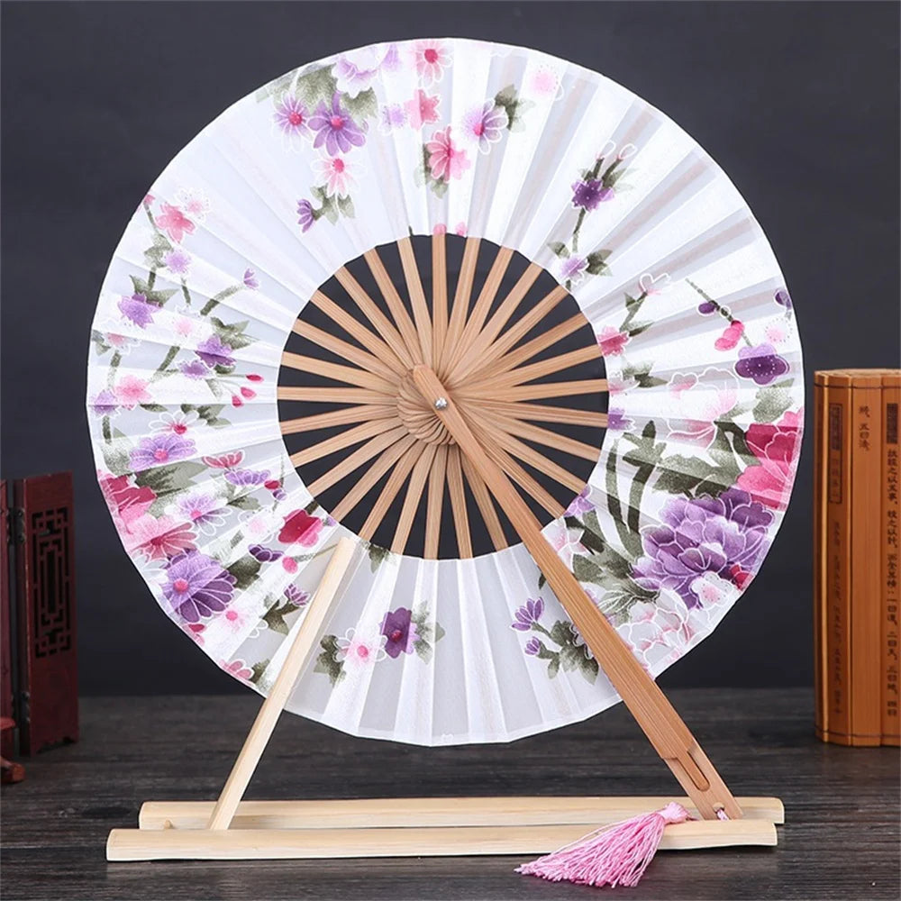 Round Bamboo Folding Fan – Chinese Style Tassel | Party Gift