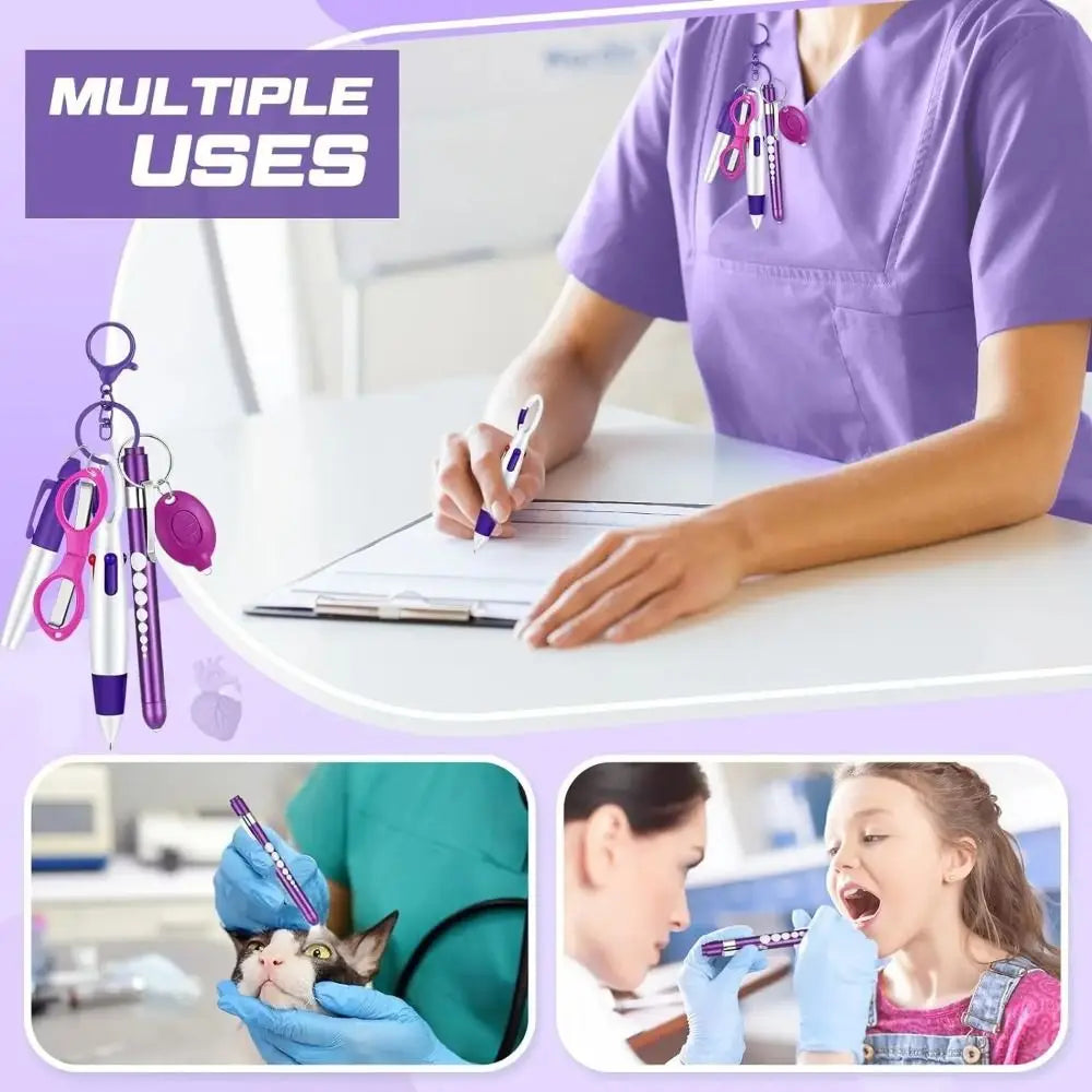 6-in-1 Multifunction Retractable Ballpoint Pen Set & Flashlight