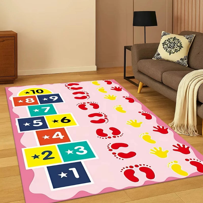 Kids Hopscotch Play Rug – Non-Slip Cartoon Area Rug