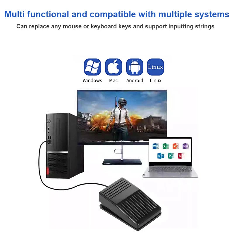 OULLX USB Foot Pedal Switch – Programmable PC Keyboard Adapter