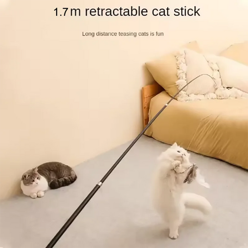 1.8m Telescopic Carbon Fiber Feather Cat Wand Toy | 4-Section