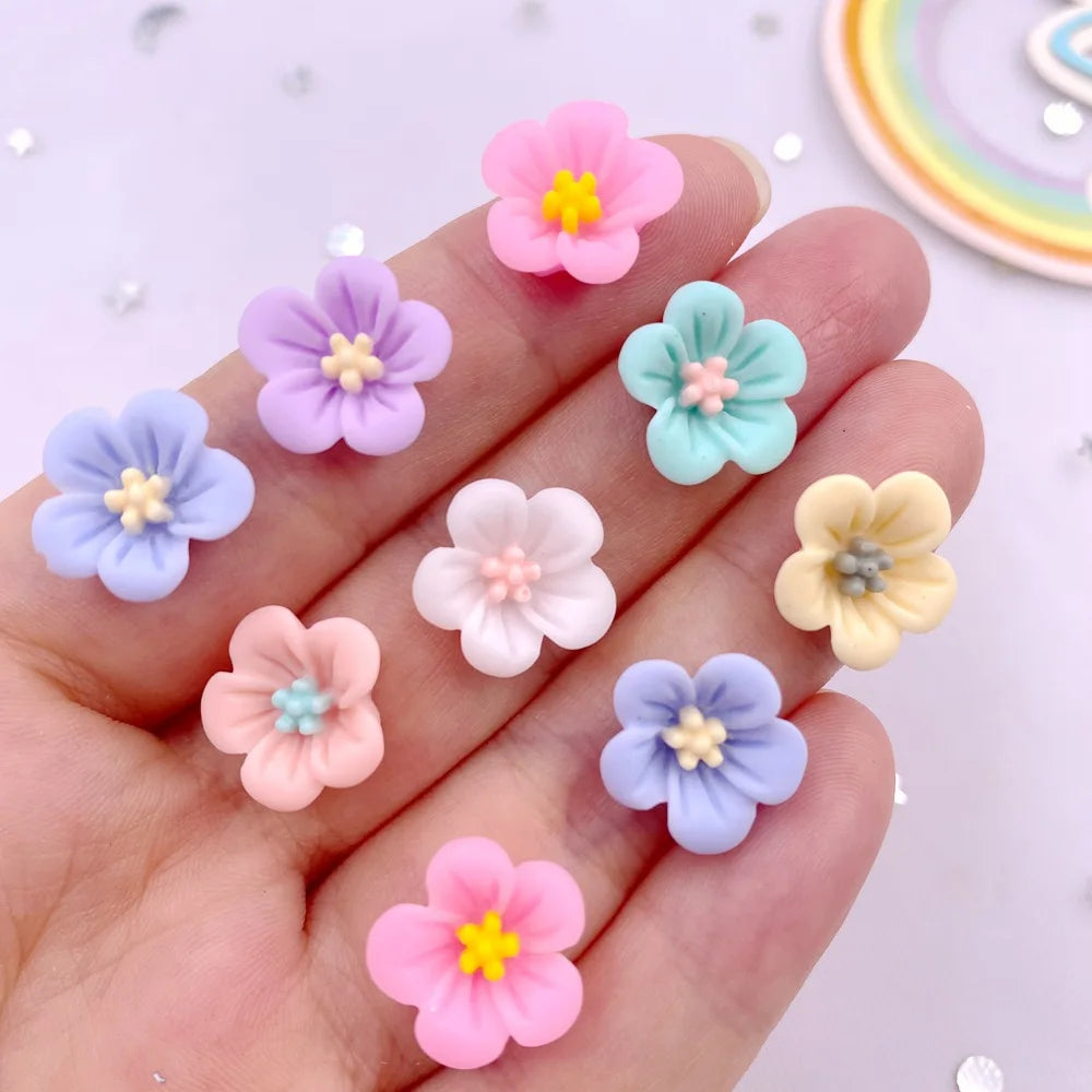 50Pcs 14mm 3D Resin Morning Glory Flatback Flower Craft Gems