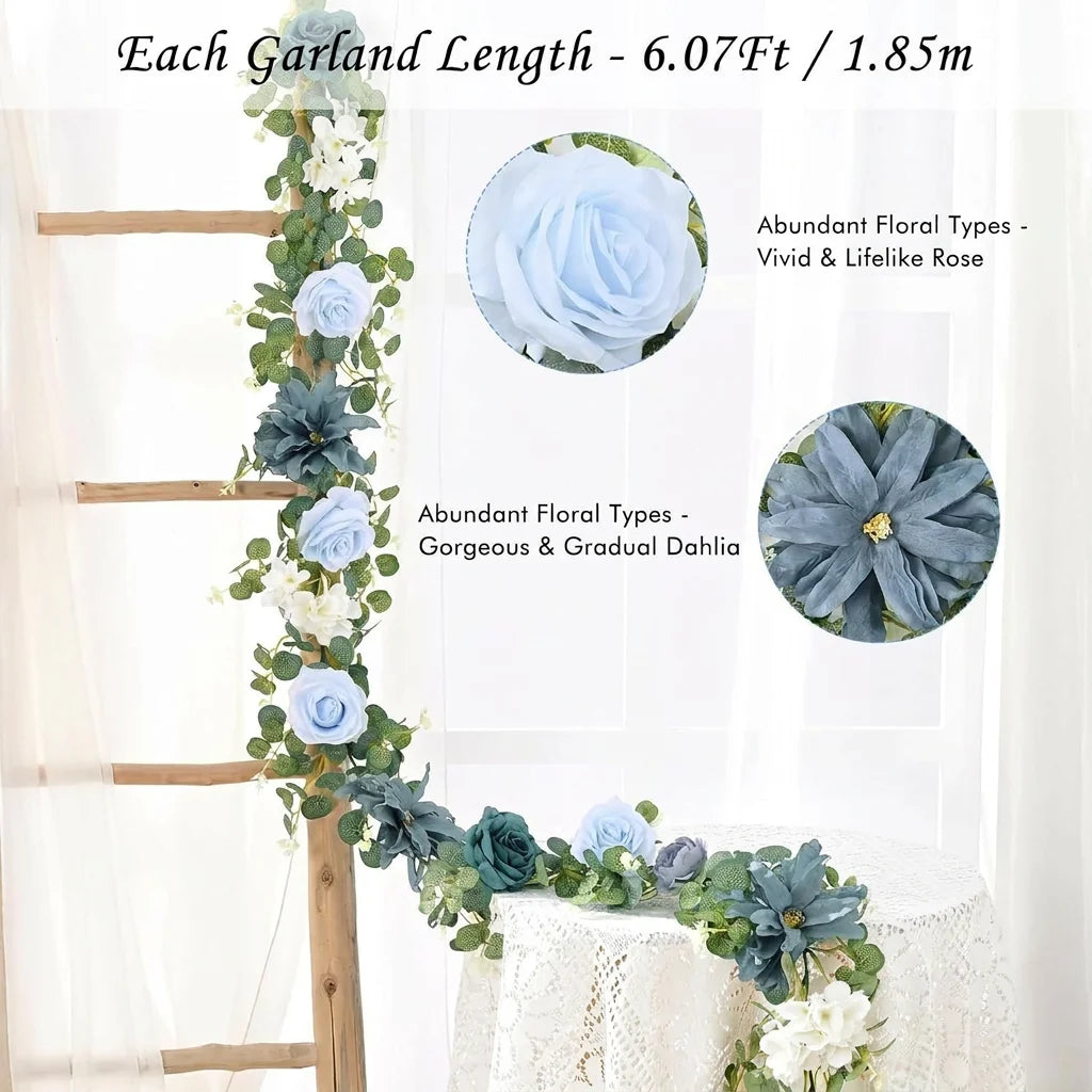 Artificial Mixed Flower Garland 185cm | Rose Peony Vine Decor