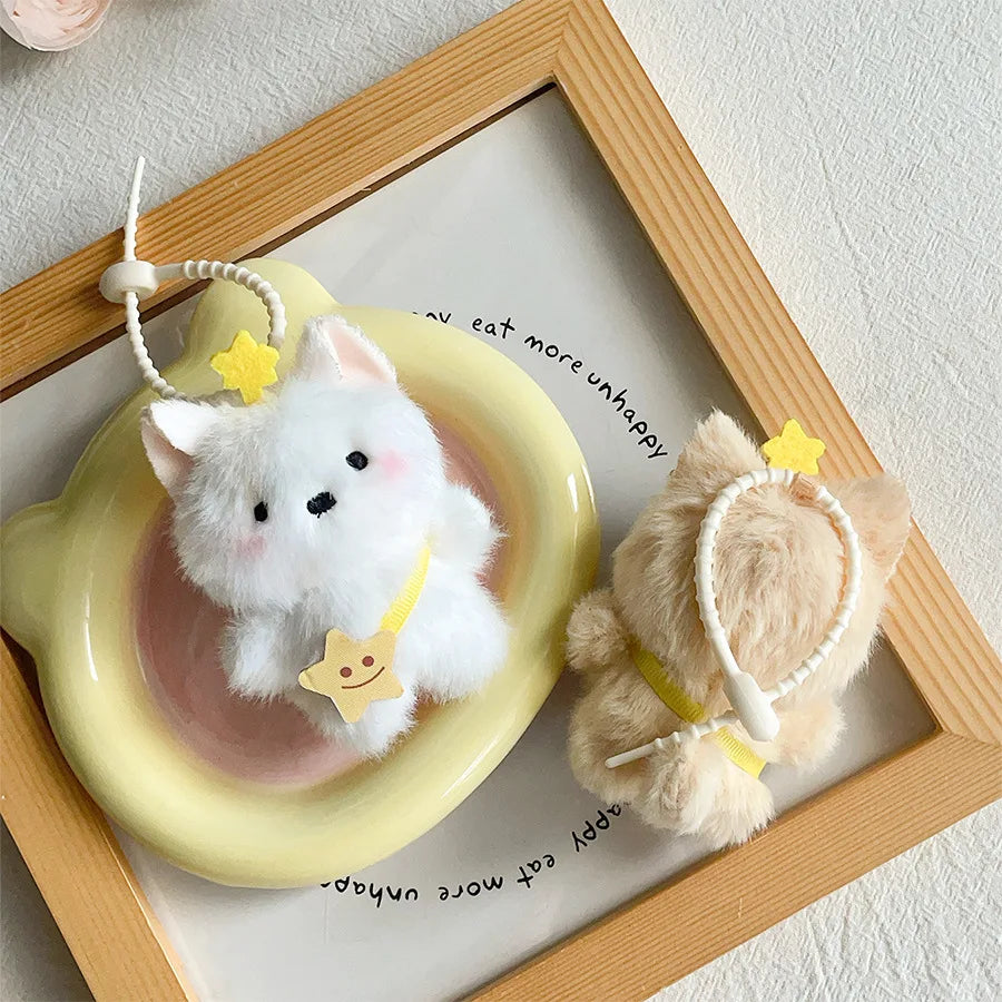 Cute Plush Cat Keychain – Kawaii Star Pendant Bag Charm