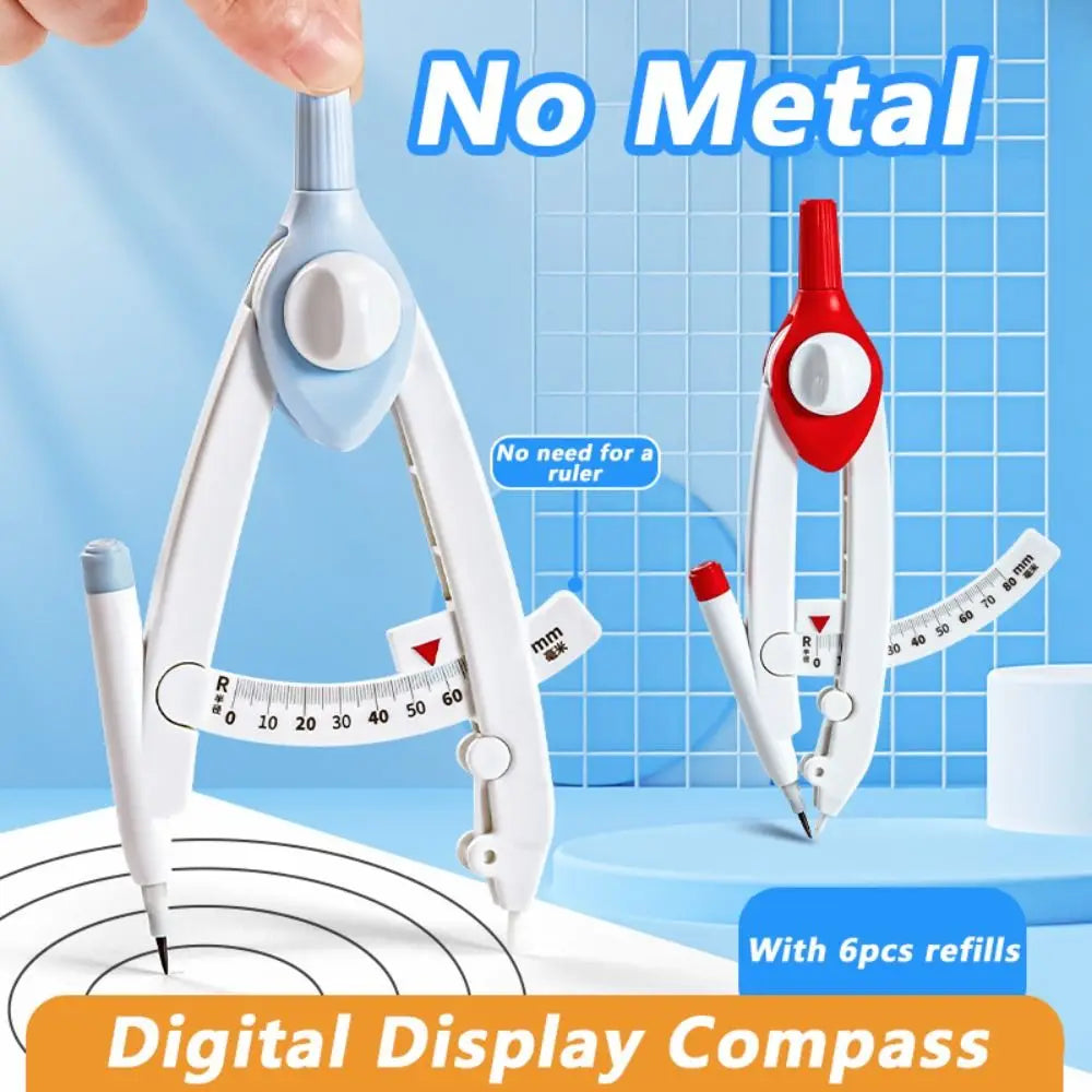 Plastic Drawing Compass with Lock, Scale & Lead Refills