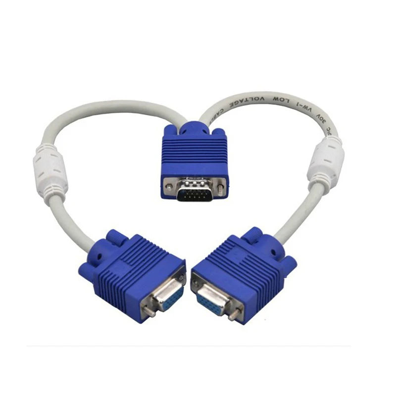 VGA Splitter Cable 1 Male to 2 Female HD15 Dual Monitor Adapter