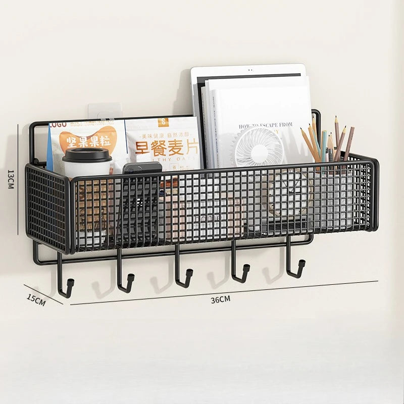 No-Drill Wall Hanging Storage Basket – Dorm Bedside Shelf