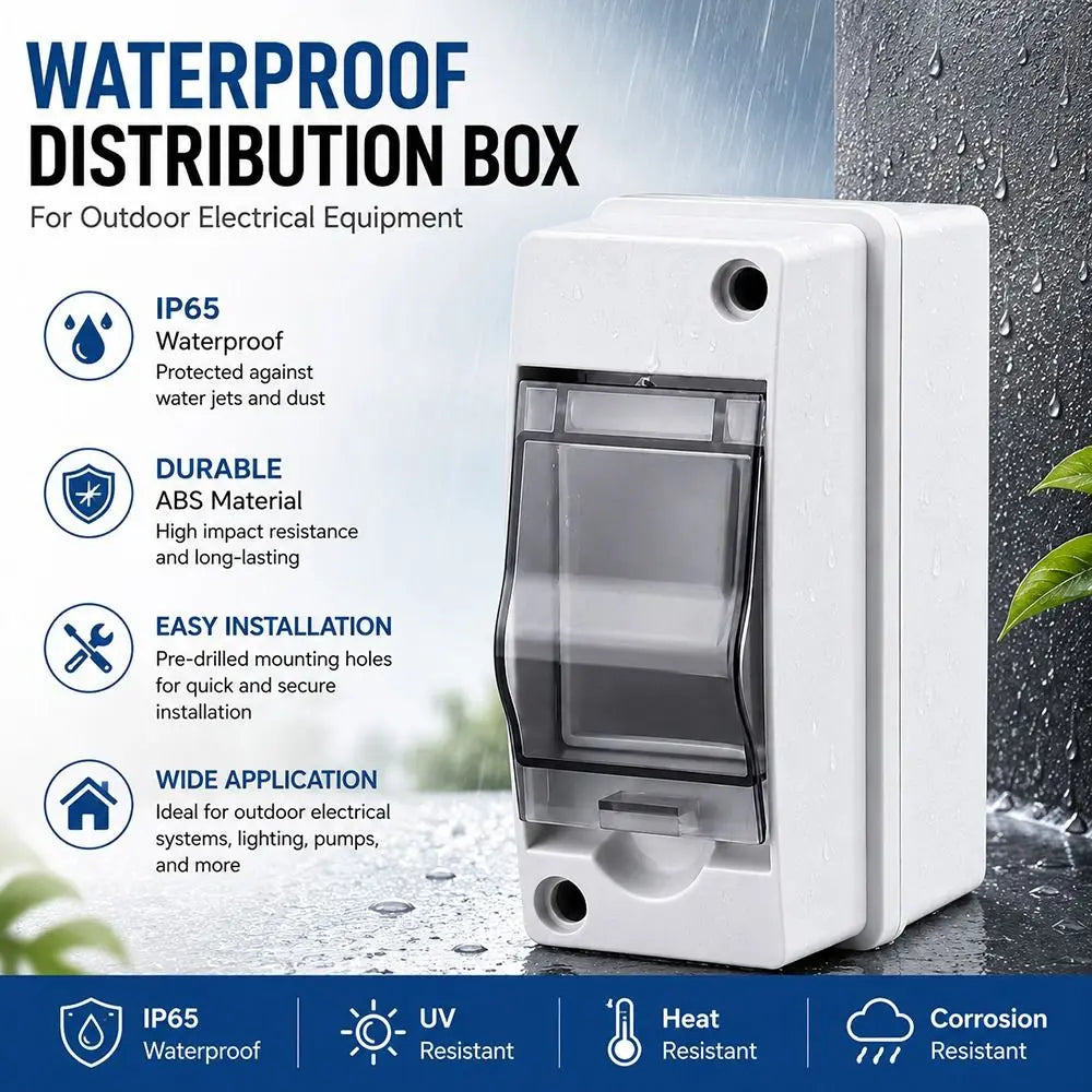 HT-2 IP65 Waterproof 2-Way Distribution Breaker Box | Solar