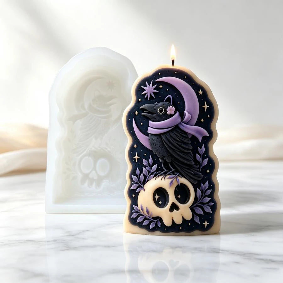 Halloween Skull Crow Moon Silicone Mold – Candle Soap DIY