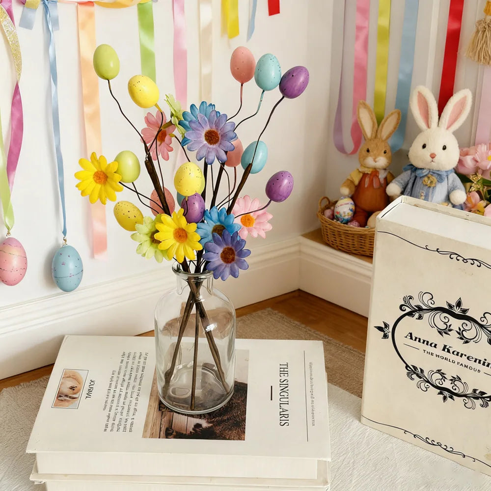Easter Egg Tree Branch Colorful Foam Artificial Flower Decor