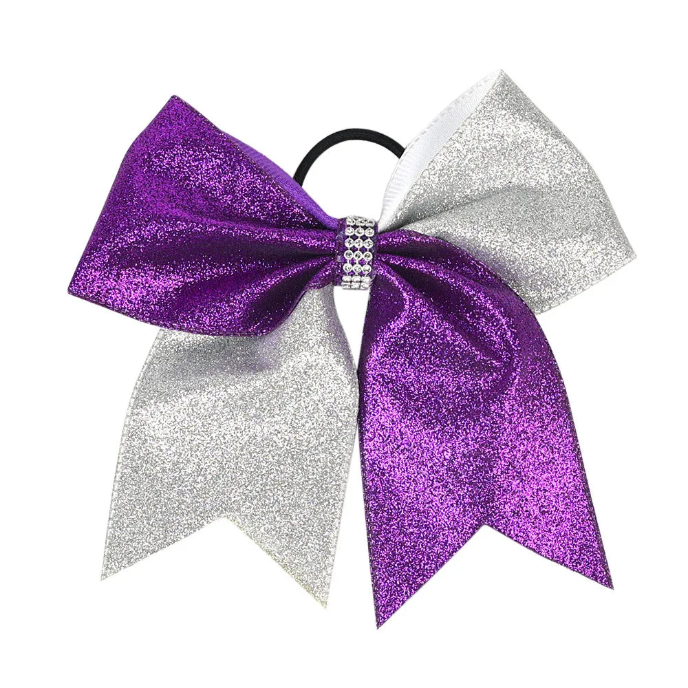12-Pack Glitter Grosgrain Cheerleading Hair Bows for Girls