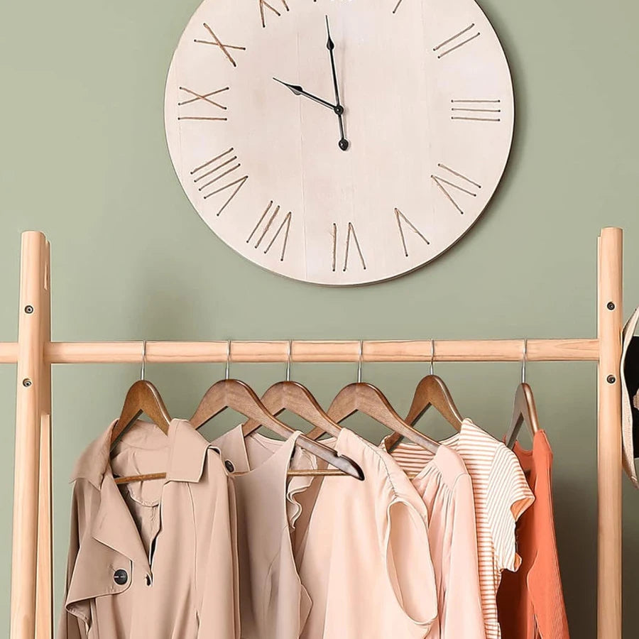 Solid Wood Coat Hangers with Non-Slip Pant Bar – 5/10 Pack