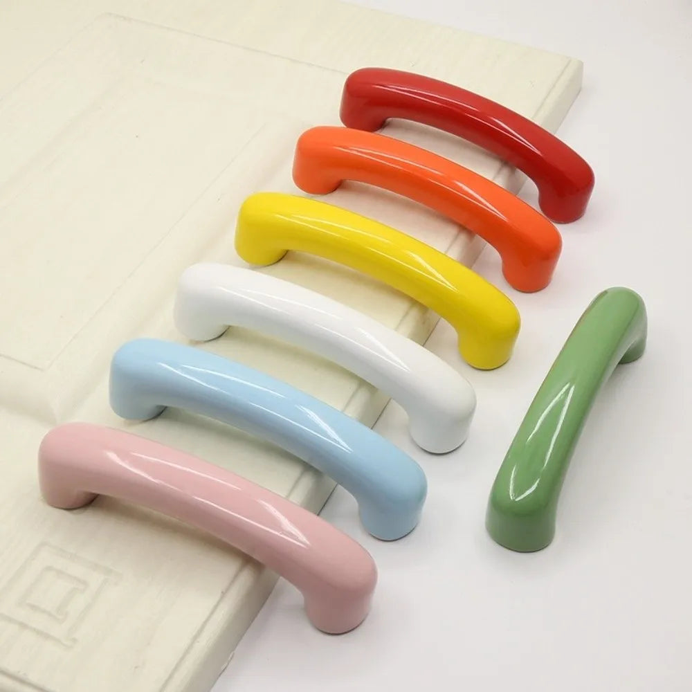 Ceramic Bow Cabinet Handle | 64mm Colorful Glaze Drawer Pull
