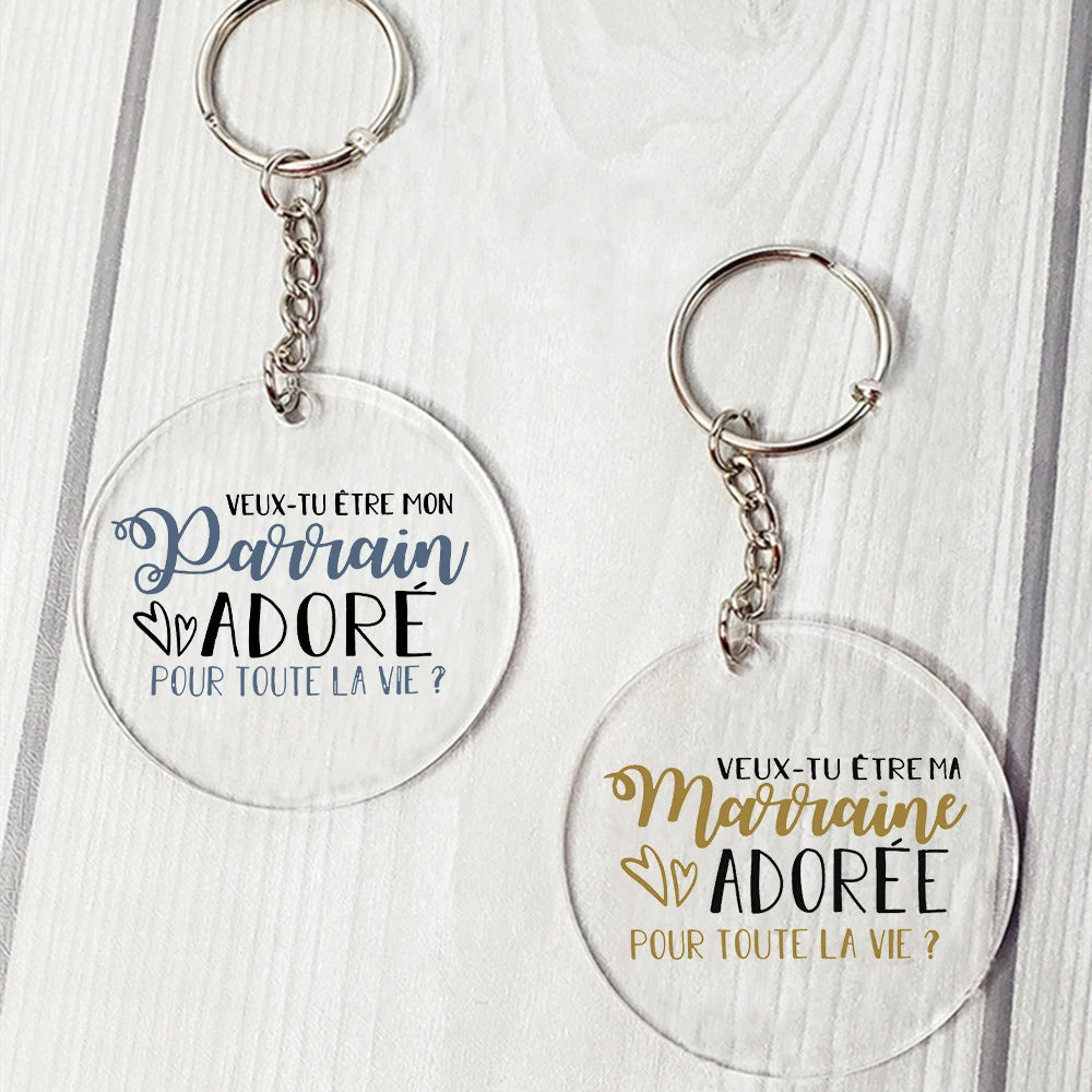 Godmother & Godfather Acrylic Keychain | Christening Gift