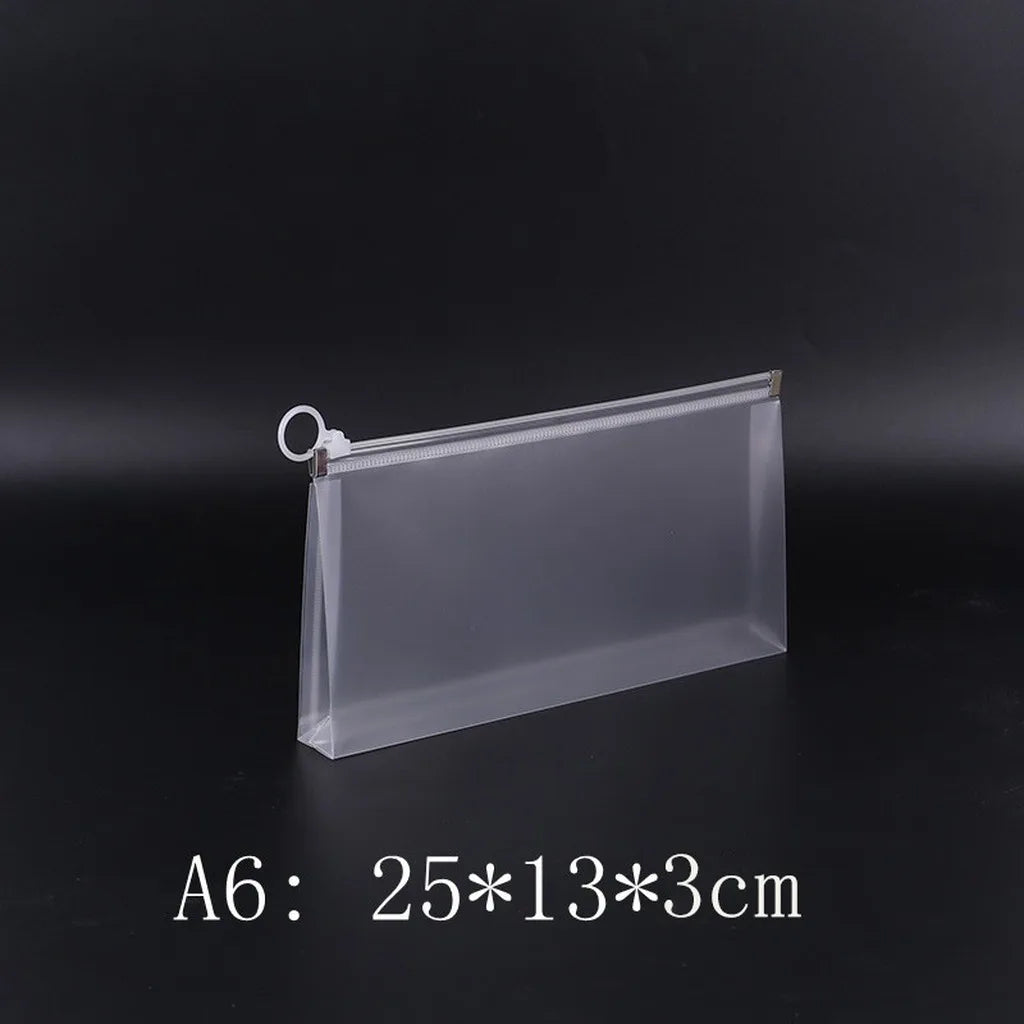 Stand-Up Frosted Zipper Pencil Bag & Document Organizer