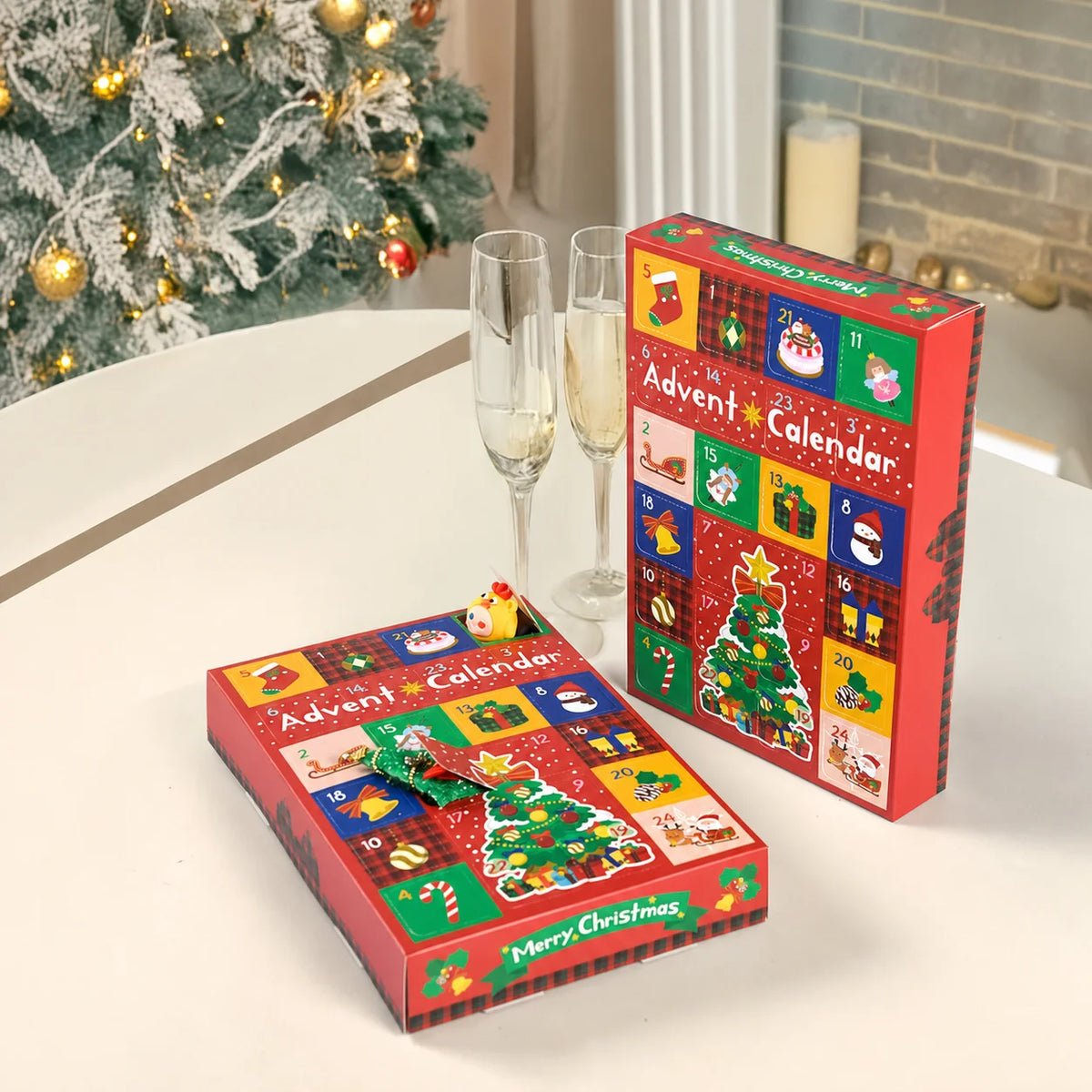 Christmas Advent Calendar Punch Box 24-Grid 5-Pack