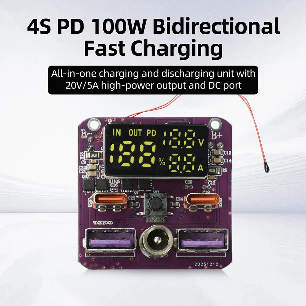 4S PD 100W Bidirectional Fast-Charging Module 20V 5A DC