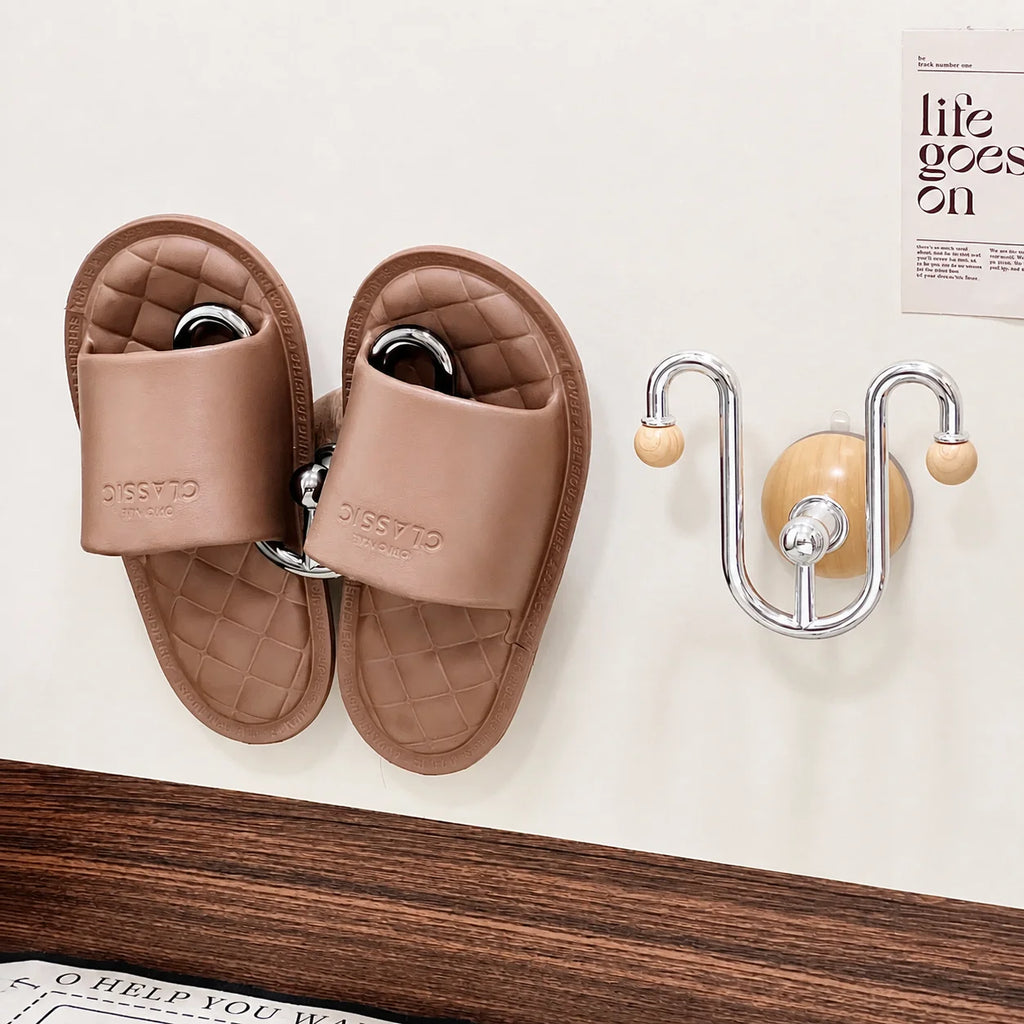 No-Drill Wall-Mounted Slipper Rack – Suction Cup Bathroom Storage