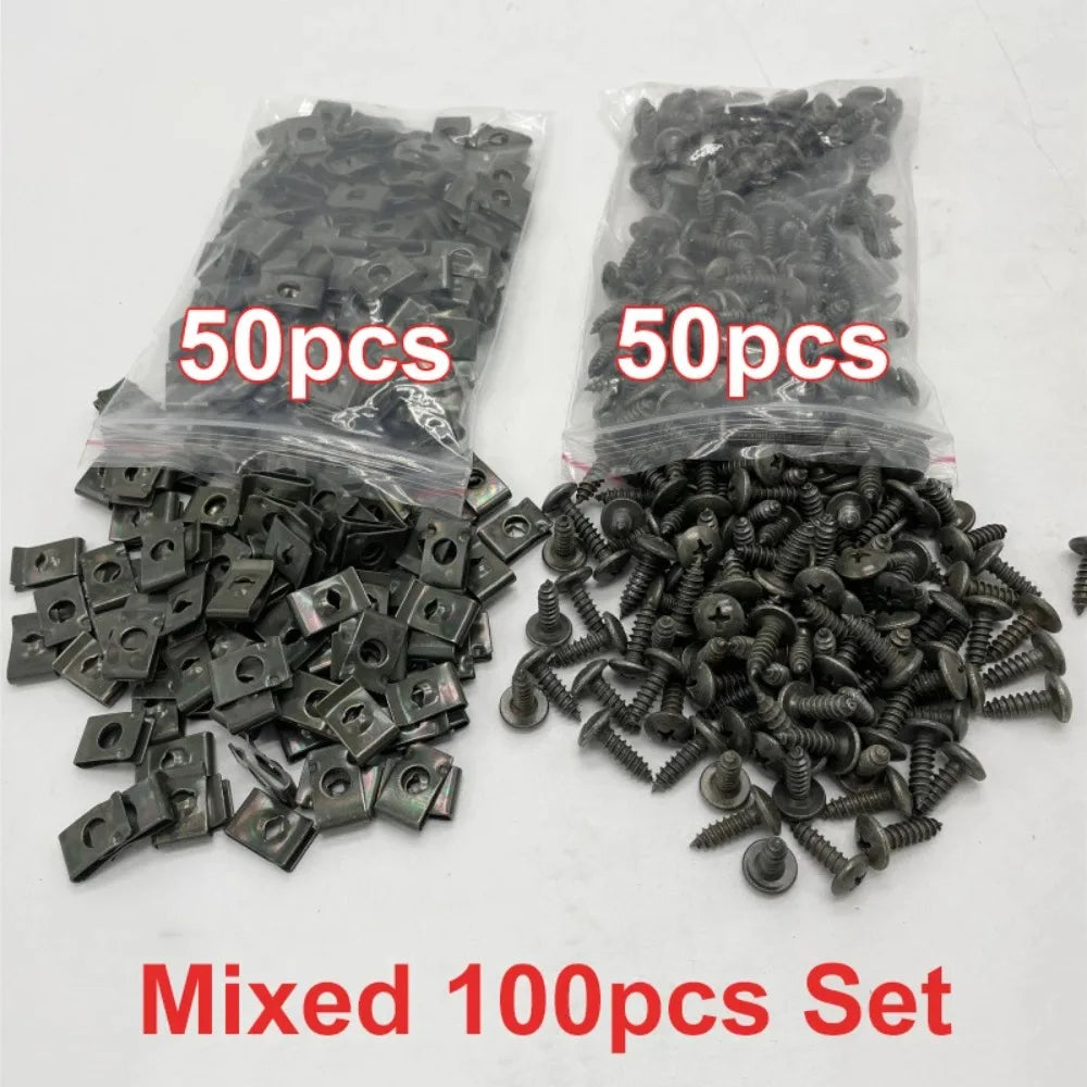 U-Shape Self-Tapping Screws 100pcs – Zinc Plated Car Fastener