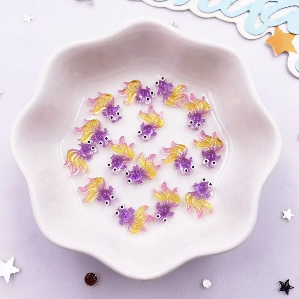 50pcs Resin Glitter Goldfish Flatback Charms – Nail Art & Crafts
